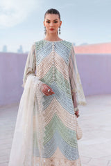 MARIA B-UNSTITCHED 3PC LAWN MULTI SHADES CHIKAN EMBROIDERED SHIRT WITH SELF JACQUARD EMBROIDERED DUPATTA AND TROUSER-PK-4836