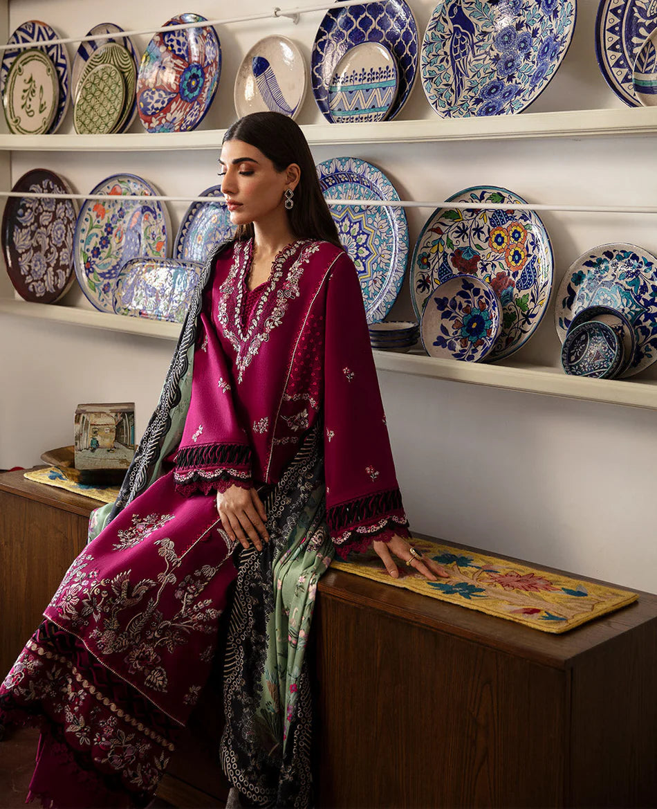 REPUBLIC WOMENSWEAR-UNSTITCHED 3PC DHANAK  EMBROIDERED SUIT-PK-5797