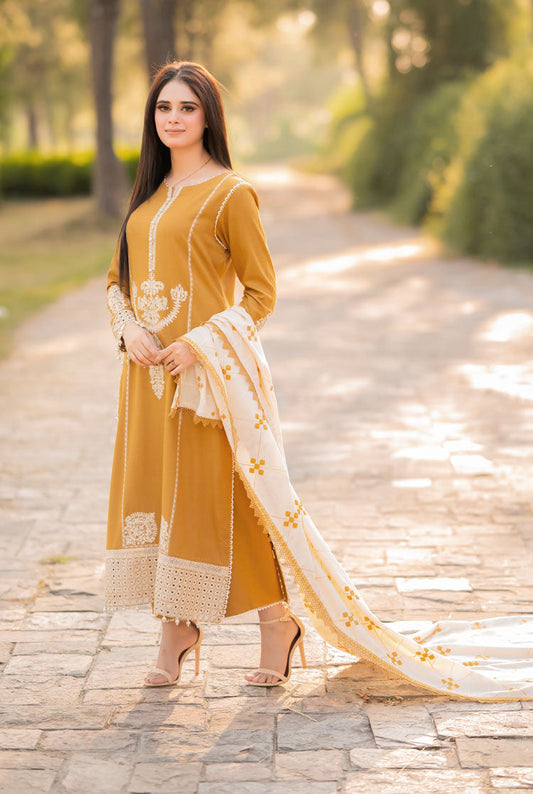 LIBAAS-UNSTITCHED 3PC DHANAK EMBROIDERED SUIT-PK-5811