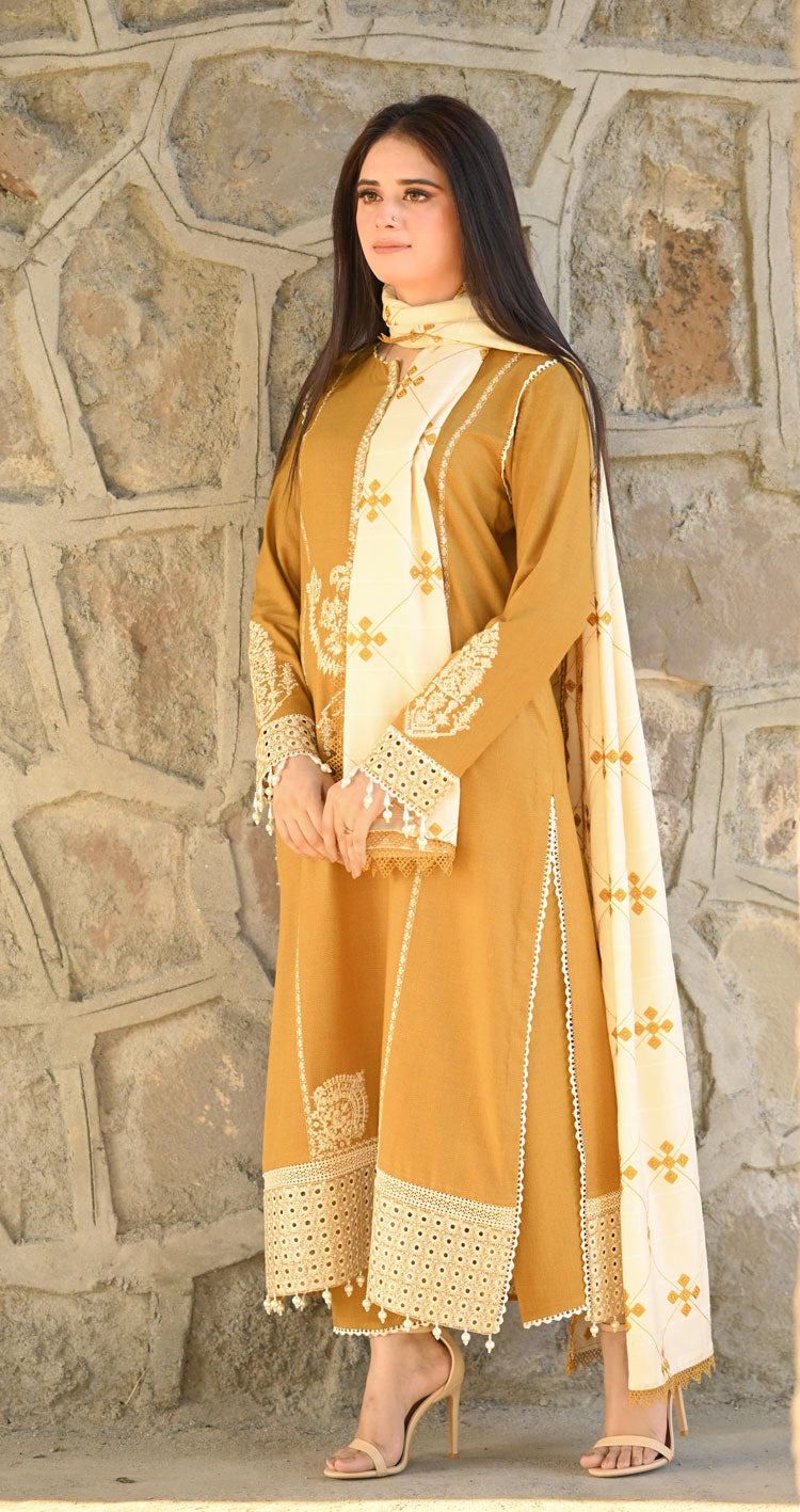 LIBAAS-UNSTITCHED 3PC DHANAK EMBROIDERED SUIT-PK-5811