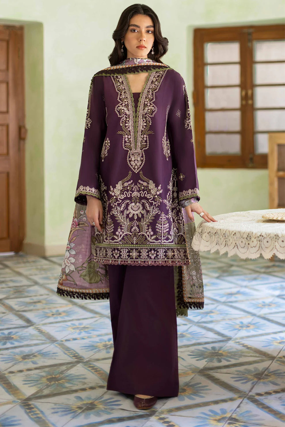 JAZMIN-UNSTITCHED 3PC LAWN EMBROIDERED SUIT-PK-4631
