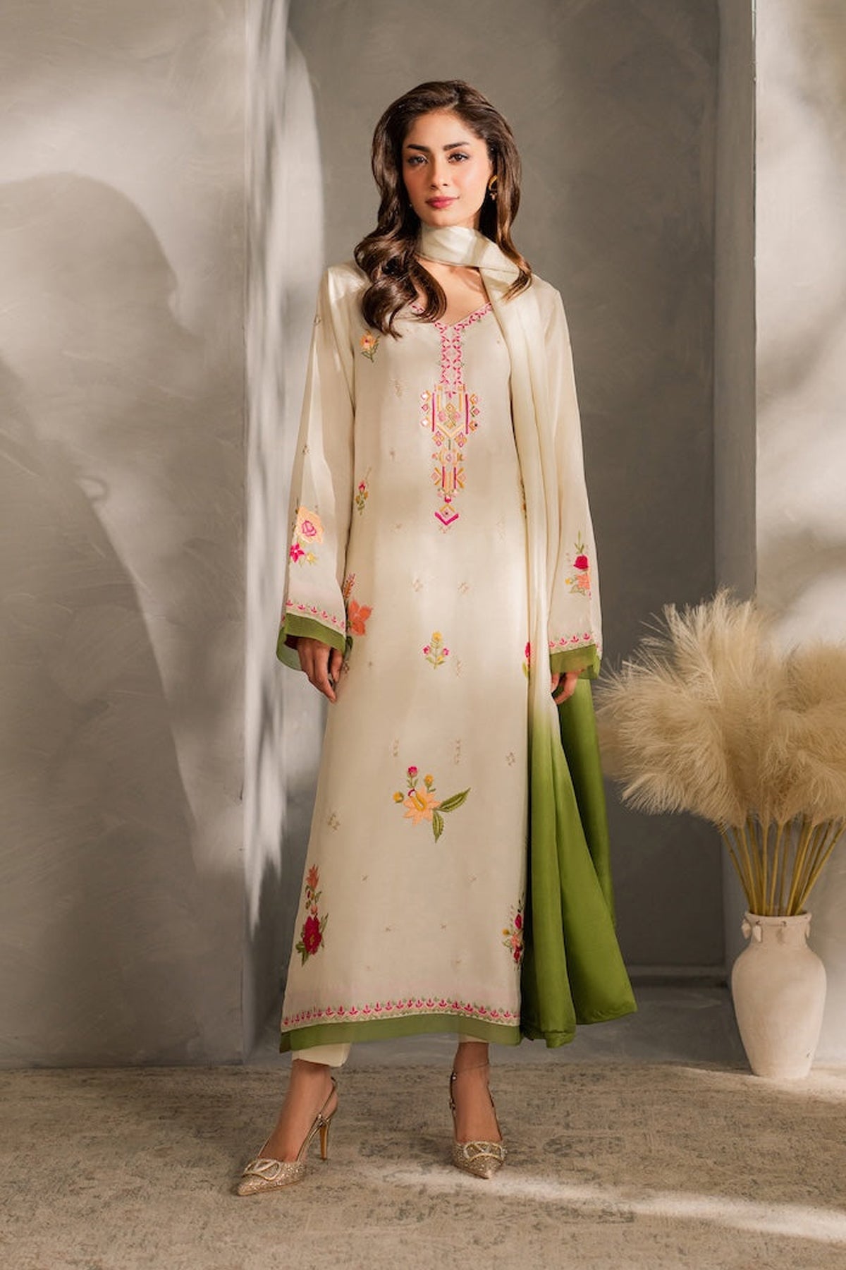 MIRANA-UNSTITCHED 3PC DHANAK EMBROIDERED SUIT-PK-5821