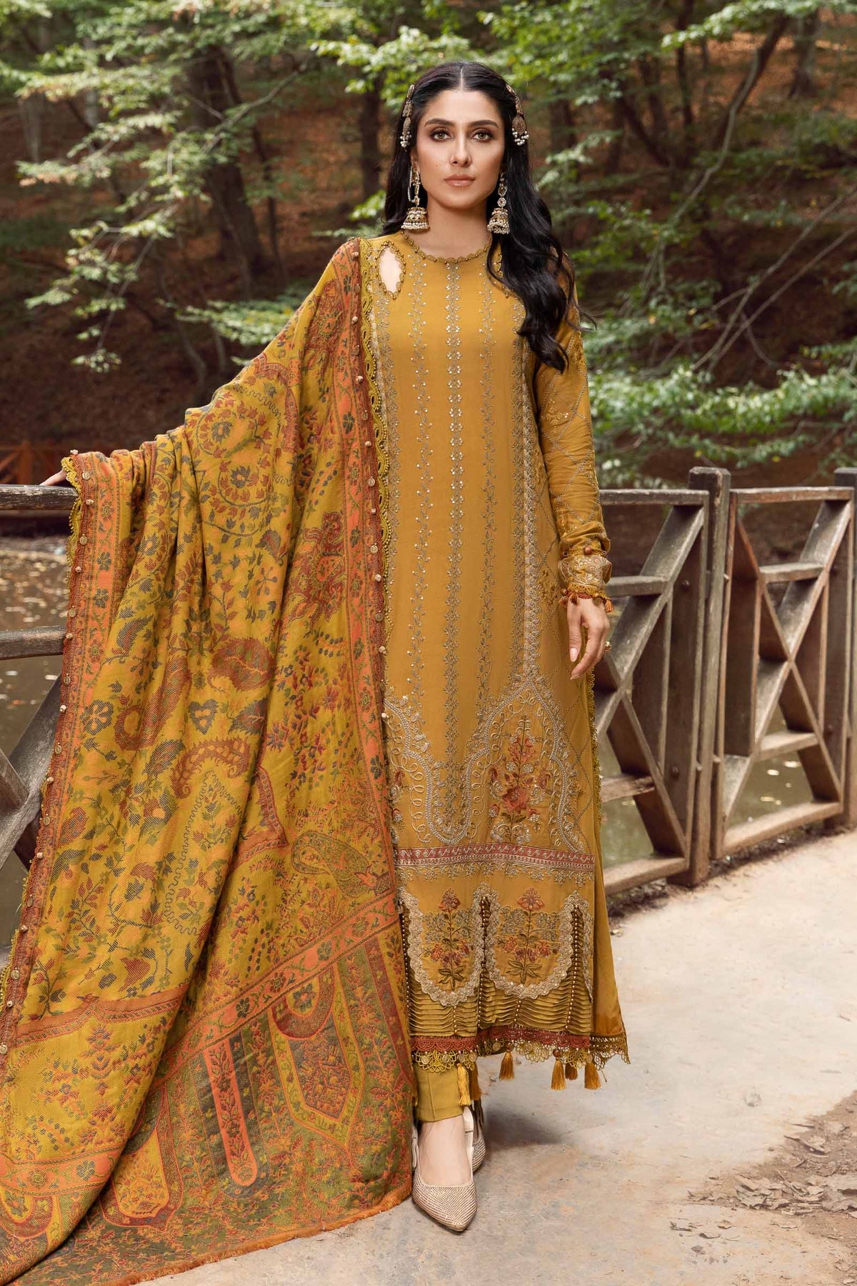 MARIA.B-UNSTITCHED 3PC DHANAK EMBROIDERED SUIT-PK-5842