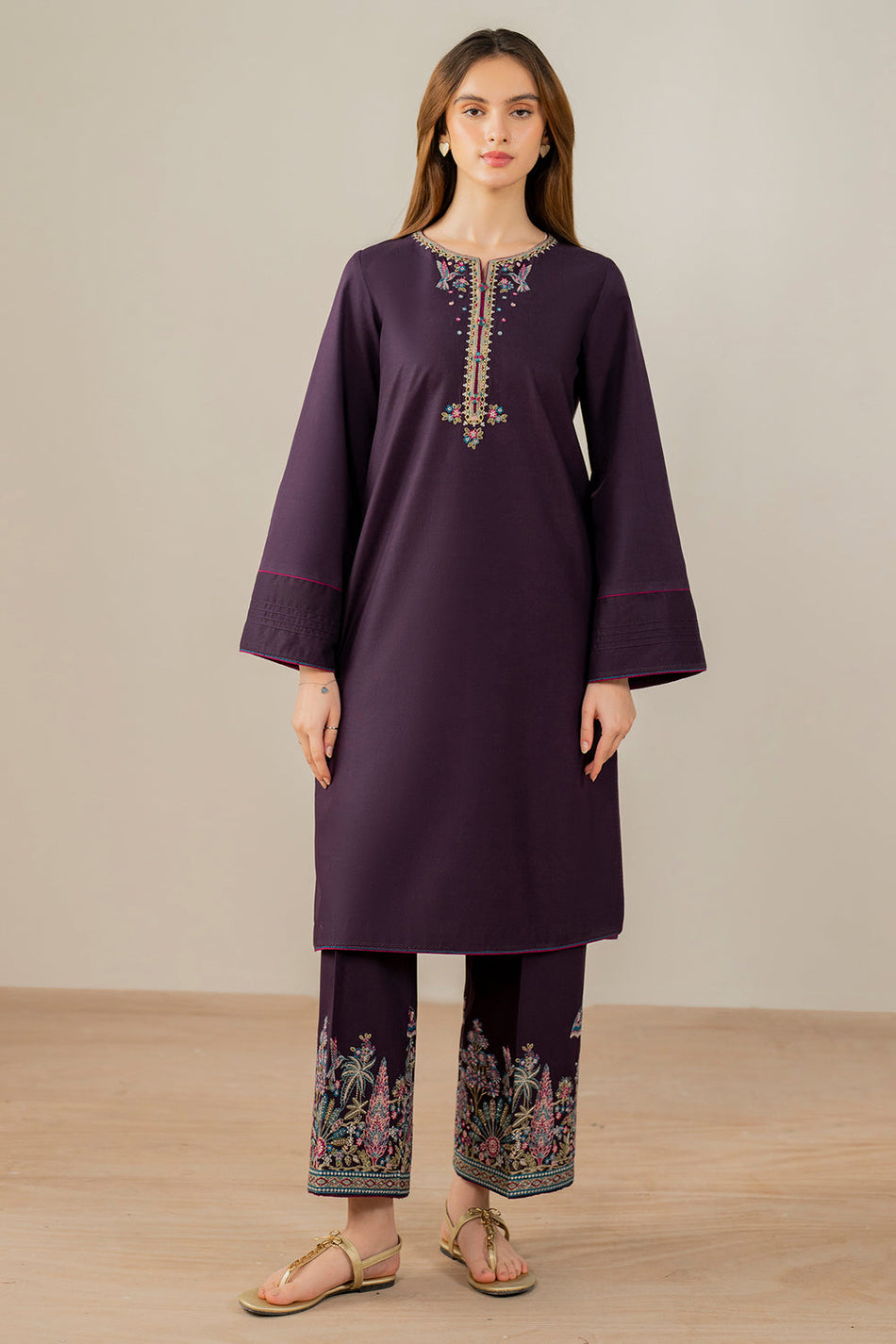 JAZMIN- UNSTITCHED 2PC DHANAK EMBROIDERED SUIT-PK-111
