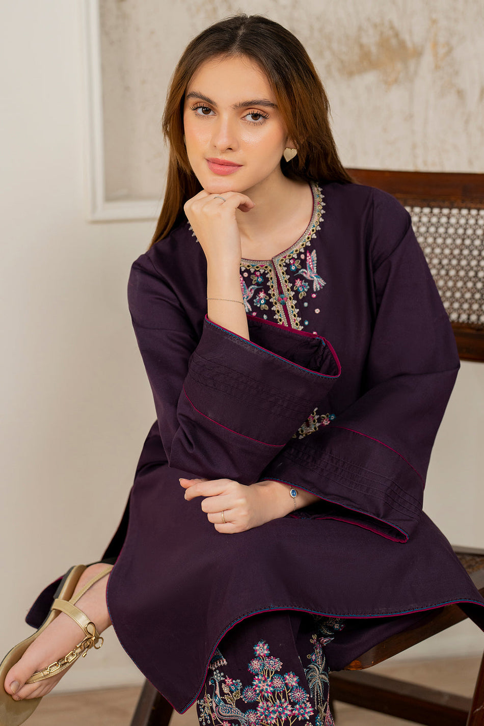 JAZMIN- UNSTITCHED 2PC DHANAK EMBROIDERED SUIT-PK-111