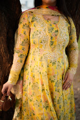 ANEELAS-UNSTITCHED 3PC LAWN PRINTED EMB FROCK-PK-038