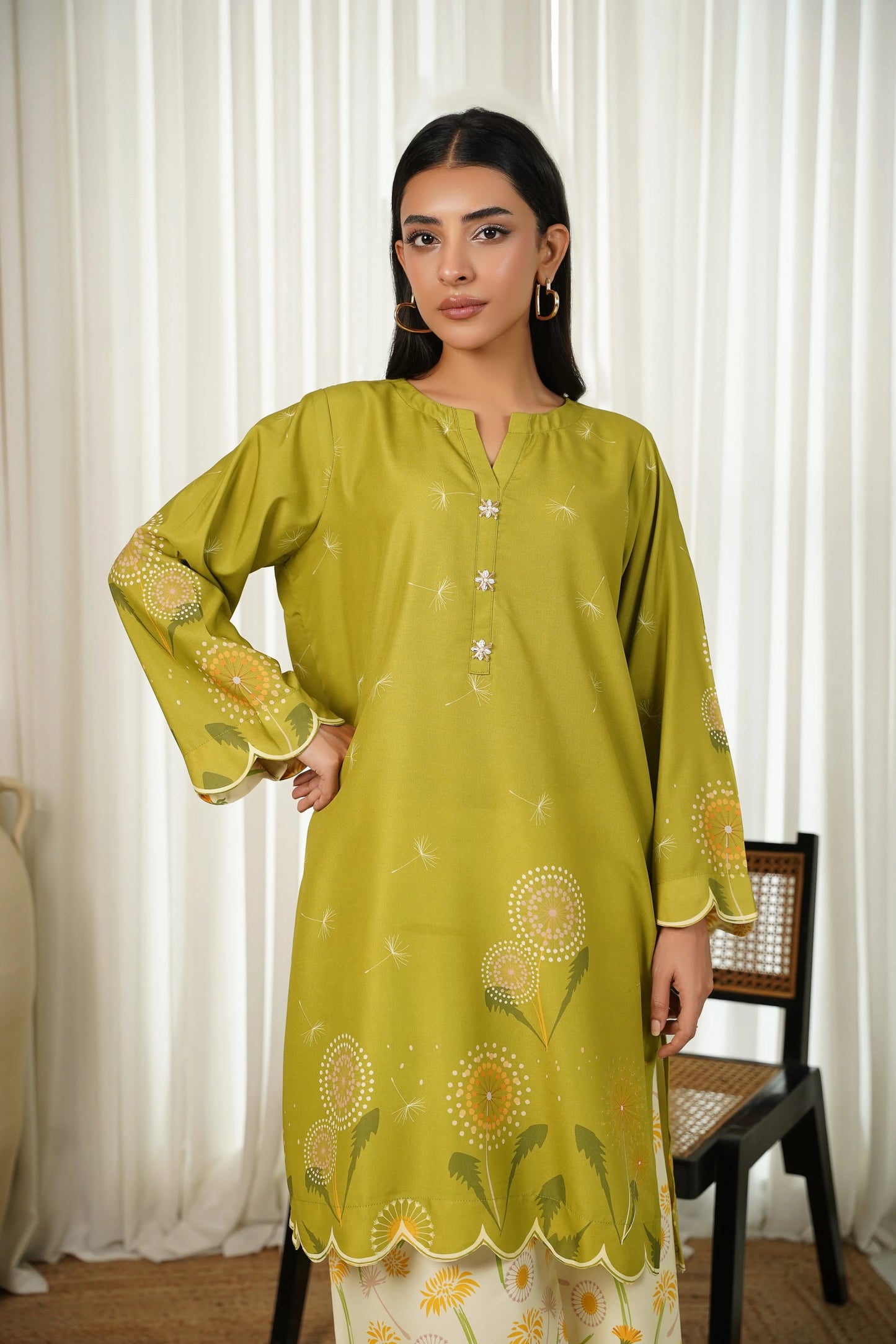 UNSTITCHED-2PC SHAMOZE SILK PRINTED SUIT-PK-2004