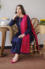 AISLING_3PC DHANAK EMBROIDERED SHIRT WITH DHANAK EMBROIDERED SHAWL & TROUSER-EP- 5358