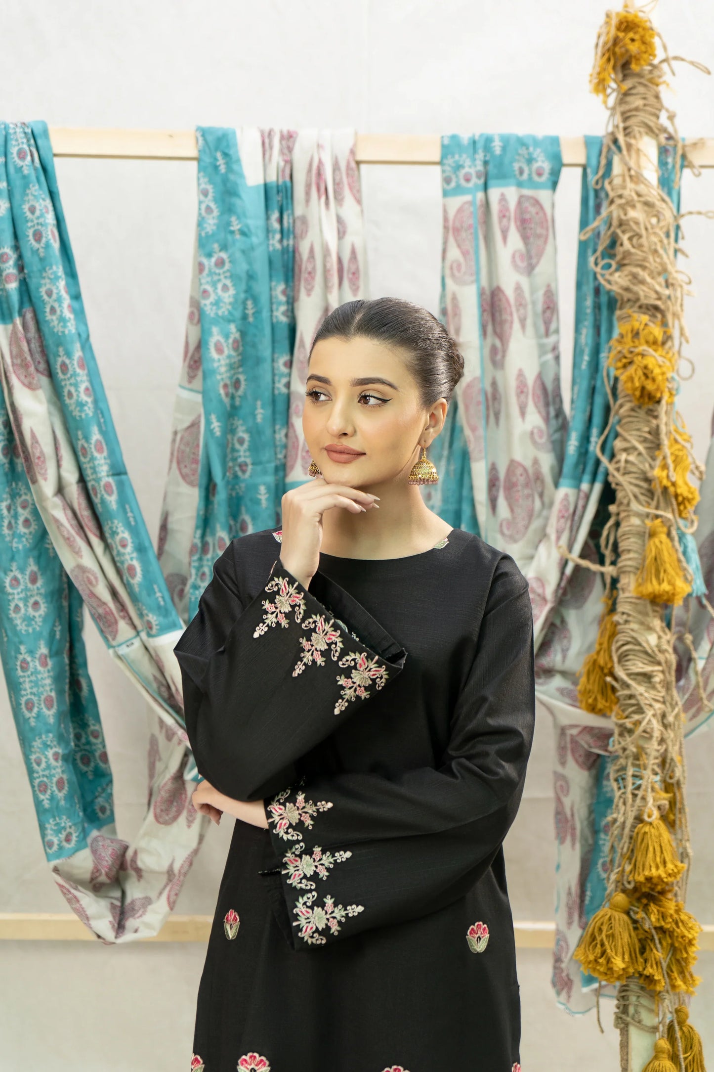 URGE-2PC DHANAK EMBROIDERED SHIRT WITH DHANAK EMBROIDERED TROUSER-EP-5009