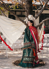 HUSSAIN REHAR-UNSTITCHED 3PC DHANAK EMBROIDERED SUIT-PK-5212