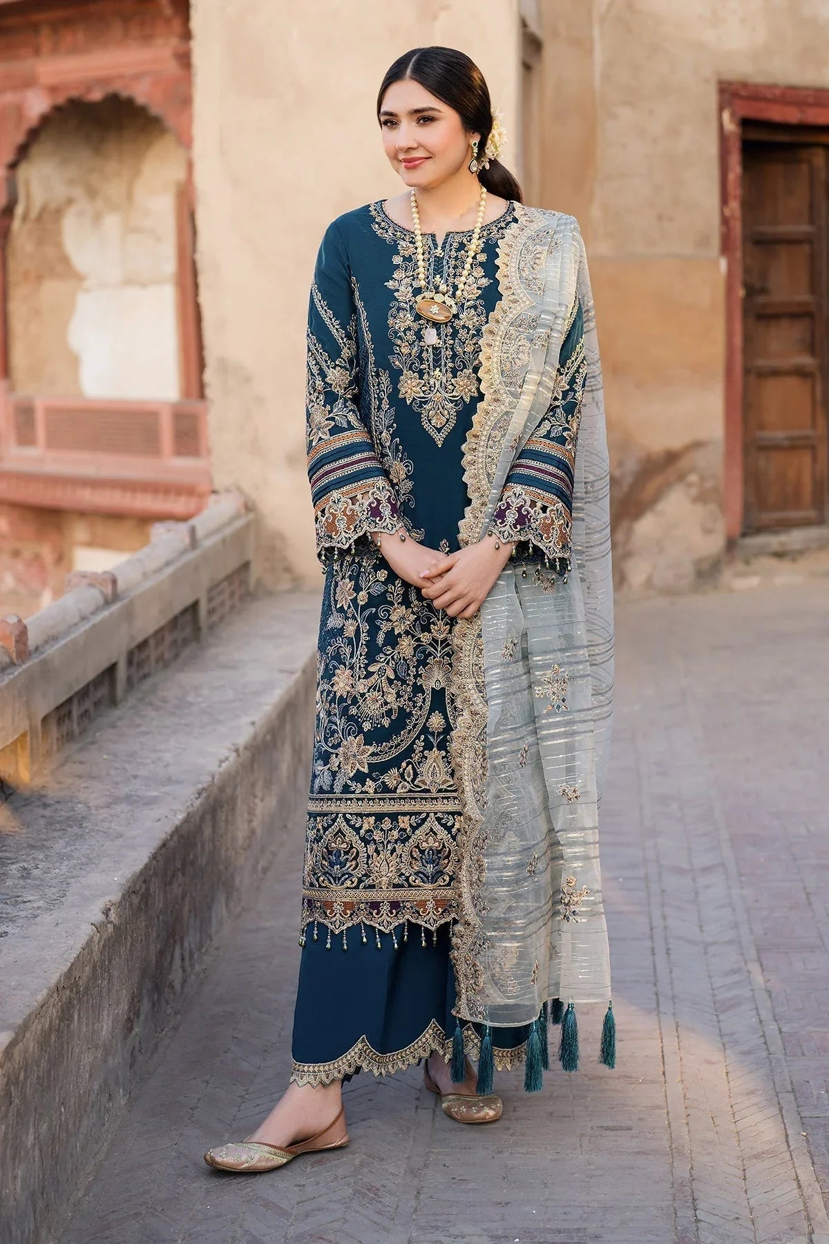 BATIK-UNSTITCHED 3PC DHANAK SEQUINS EMBROIDERED SUIT-PK-5120