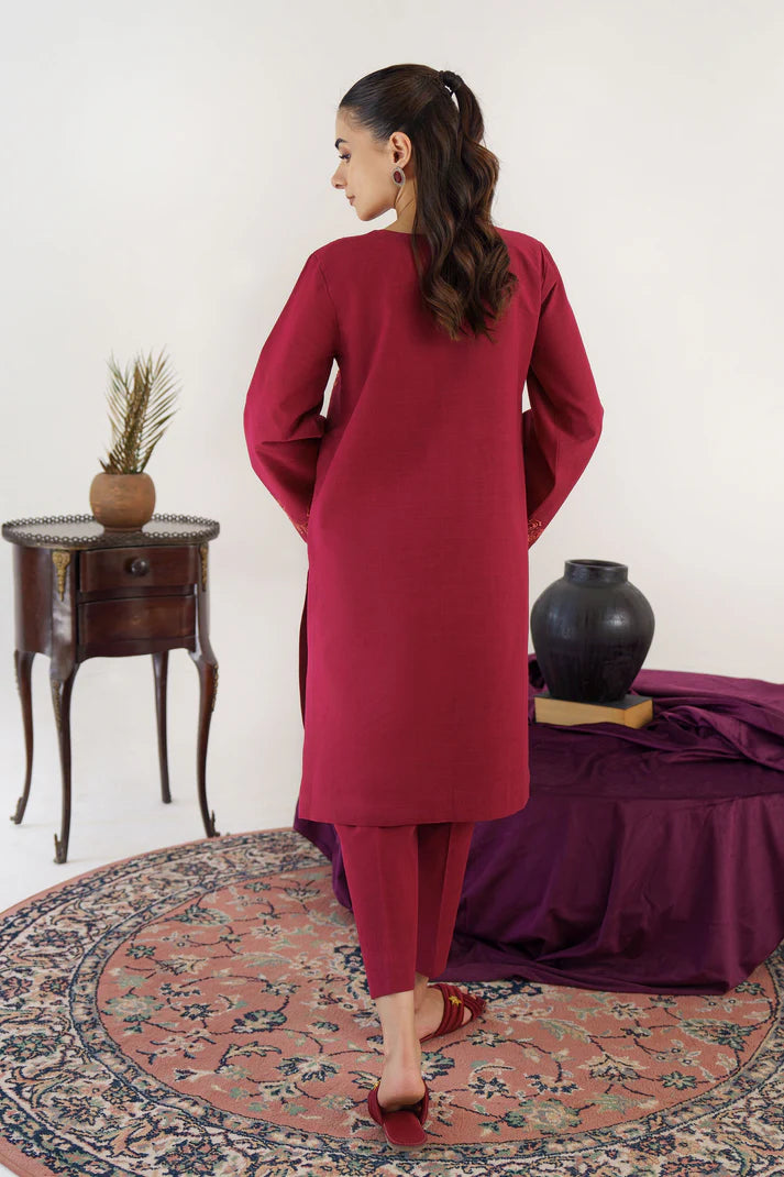 HANA- 3PC KHADAR EMBROIDERED SHIRT WITH ORGANZA EMBROIDRED DUPATTA AND TROUSER-EP-5332