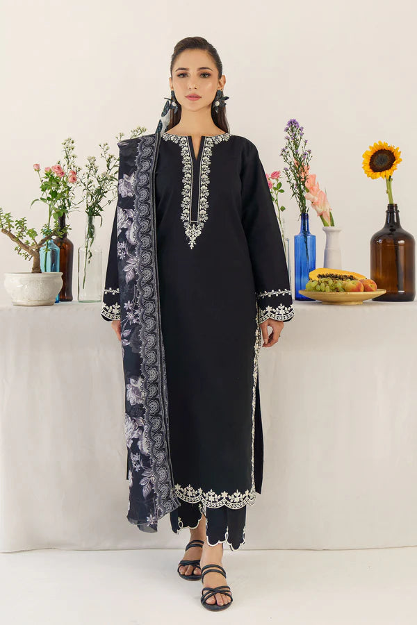 URGE - 3PC DHANAK EMBROIDERED SHIRT WITH  PRINTED SHAWL AND TROUSER-EP-5354