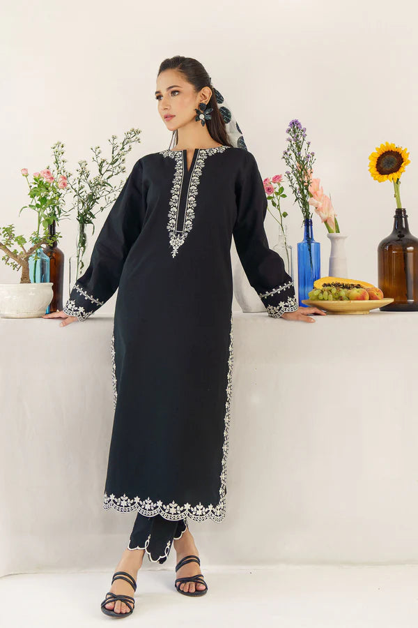 URGE - 3PC DHANAK EMBROIDERED SHIRT WITH  PRINTED SHAWL AND TROUSER-EP-5354
