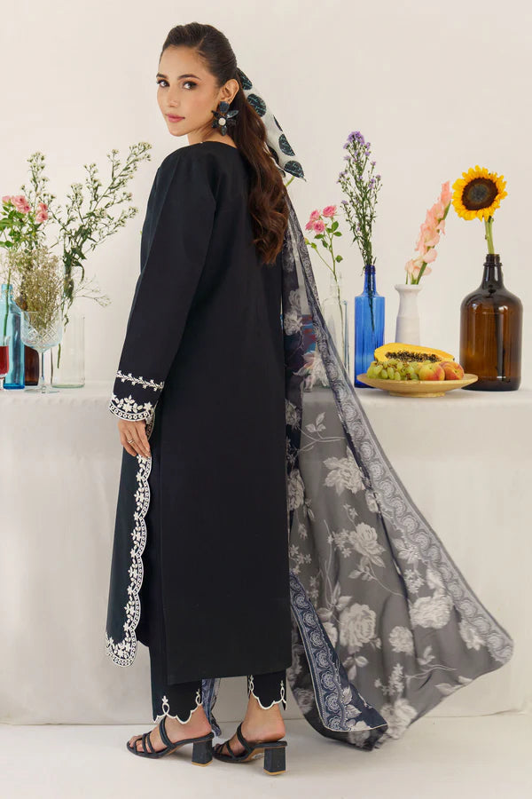URGE - 3PC DHANAK EMBROIDERED SHIRT WITH  PRINTED SHAWL AND TROUSER-EP-5354