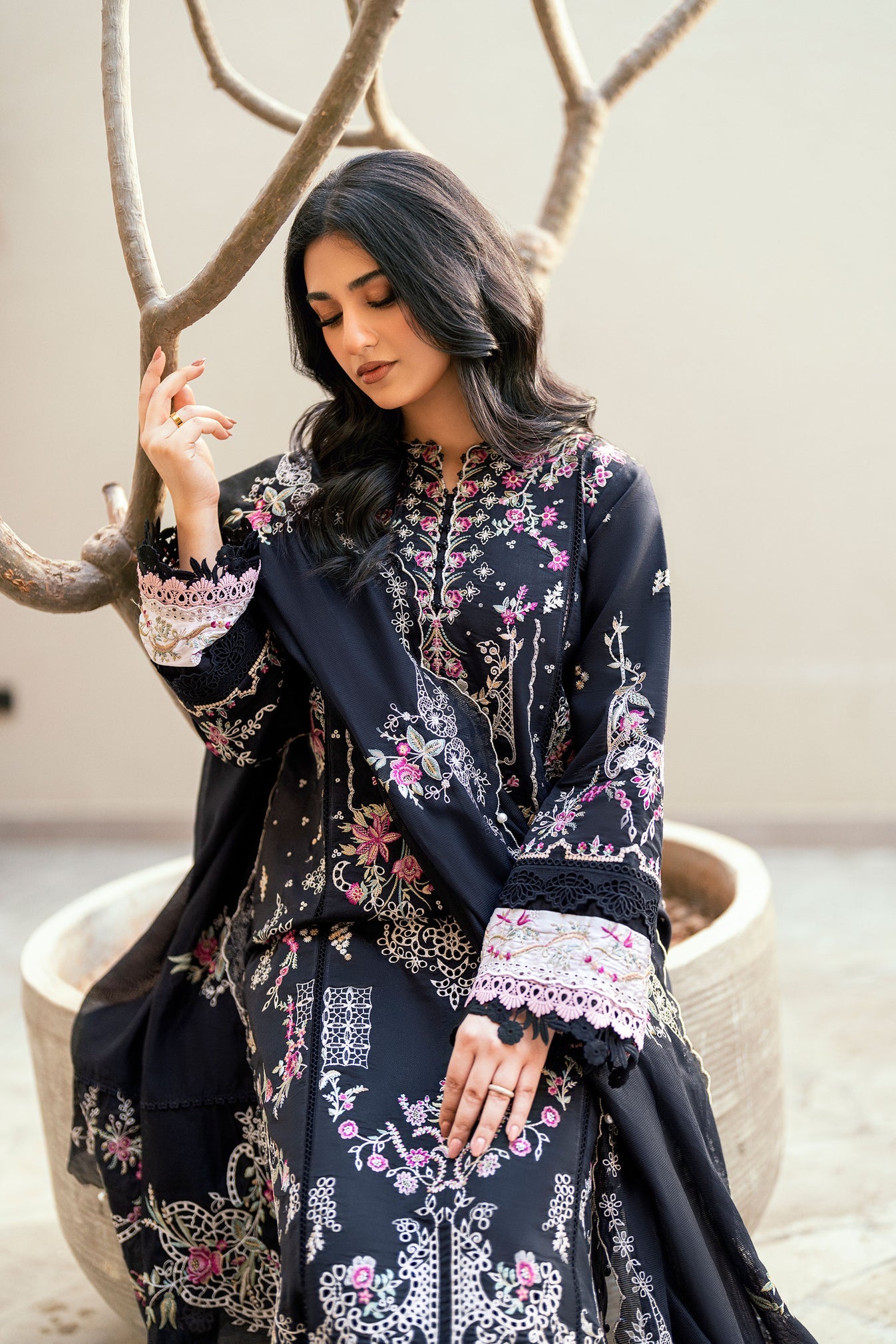 FLORENT-UNSTITCHED 3PC DHANAK HEAVY EMBROIDERED SUIT-PK-5787