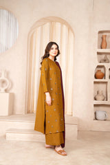 LAZULI- 3PC DHANAK EMBROIDERED SHIRT WITH DHANAK EMBROIDERED SHAWL & TROUSER-EP-5402