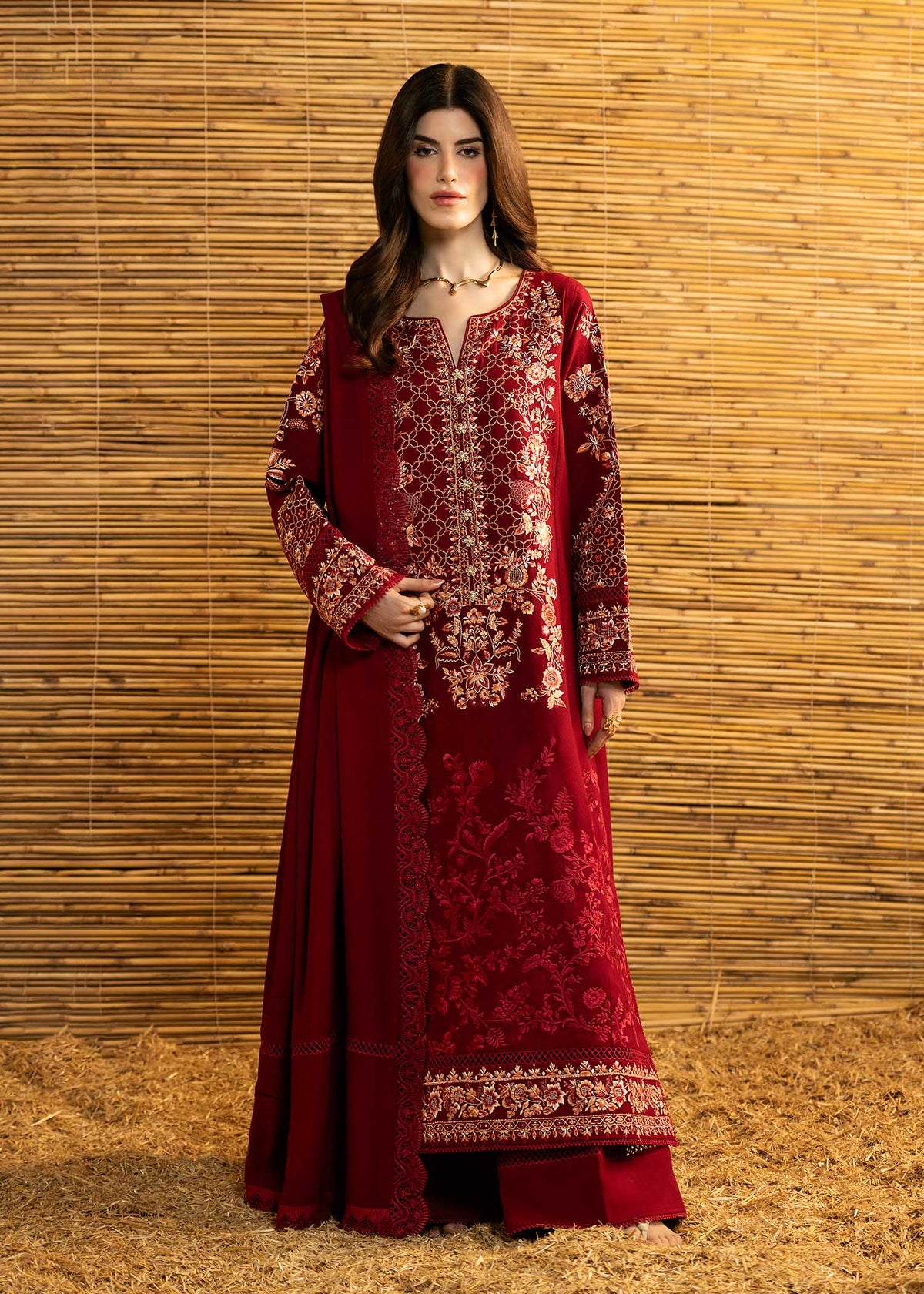ZAIB-UNSTITCHED 3PC DHANAK EMBROIDERED SUIT-PK-5282