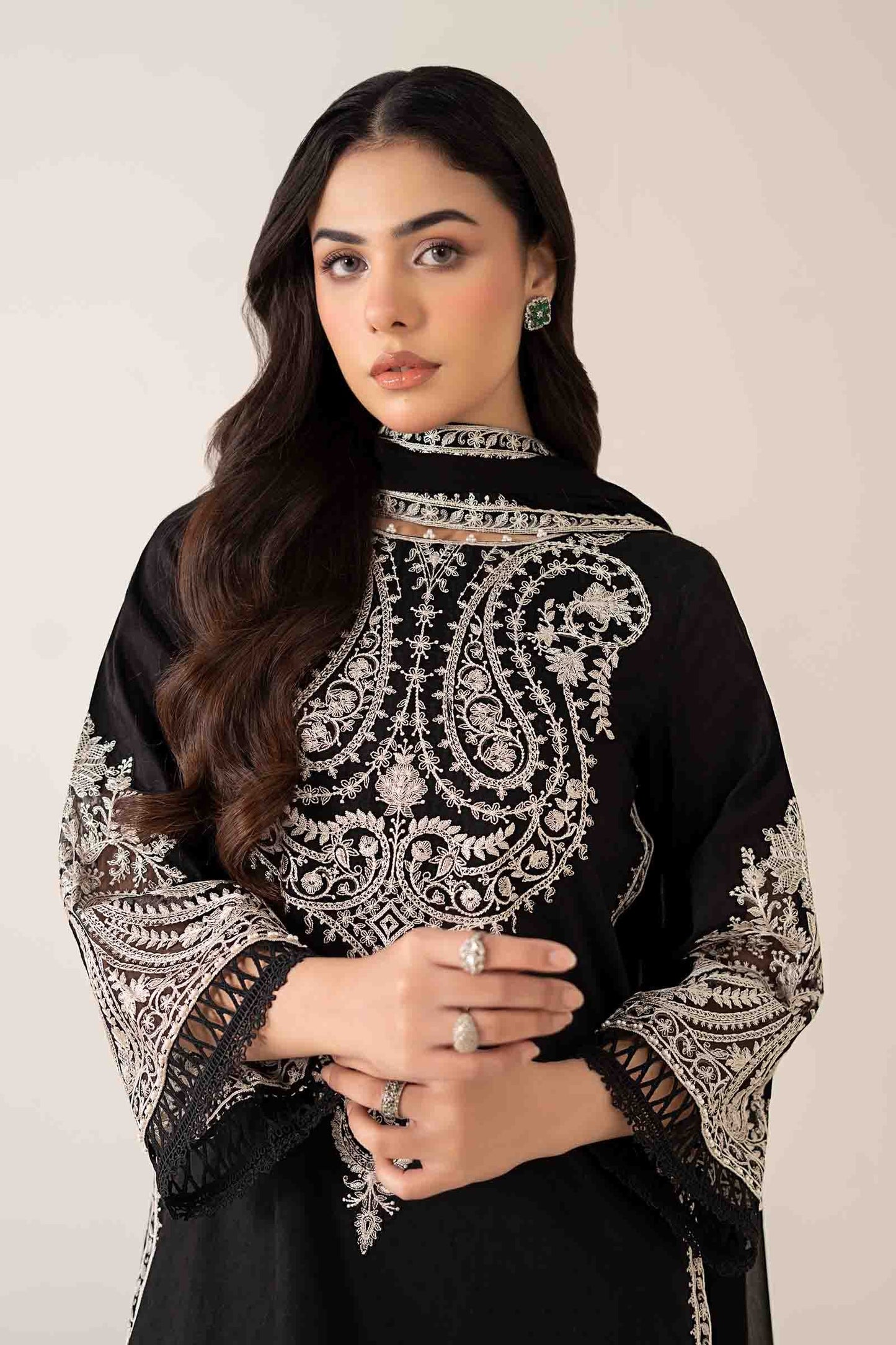 MARIA.B-UNSTITCHED 3PC DHANAK EMBROIDERED SUIT-PK-5790