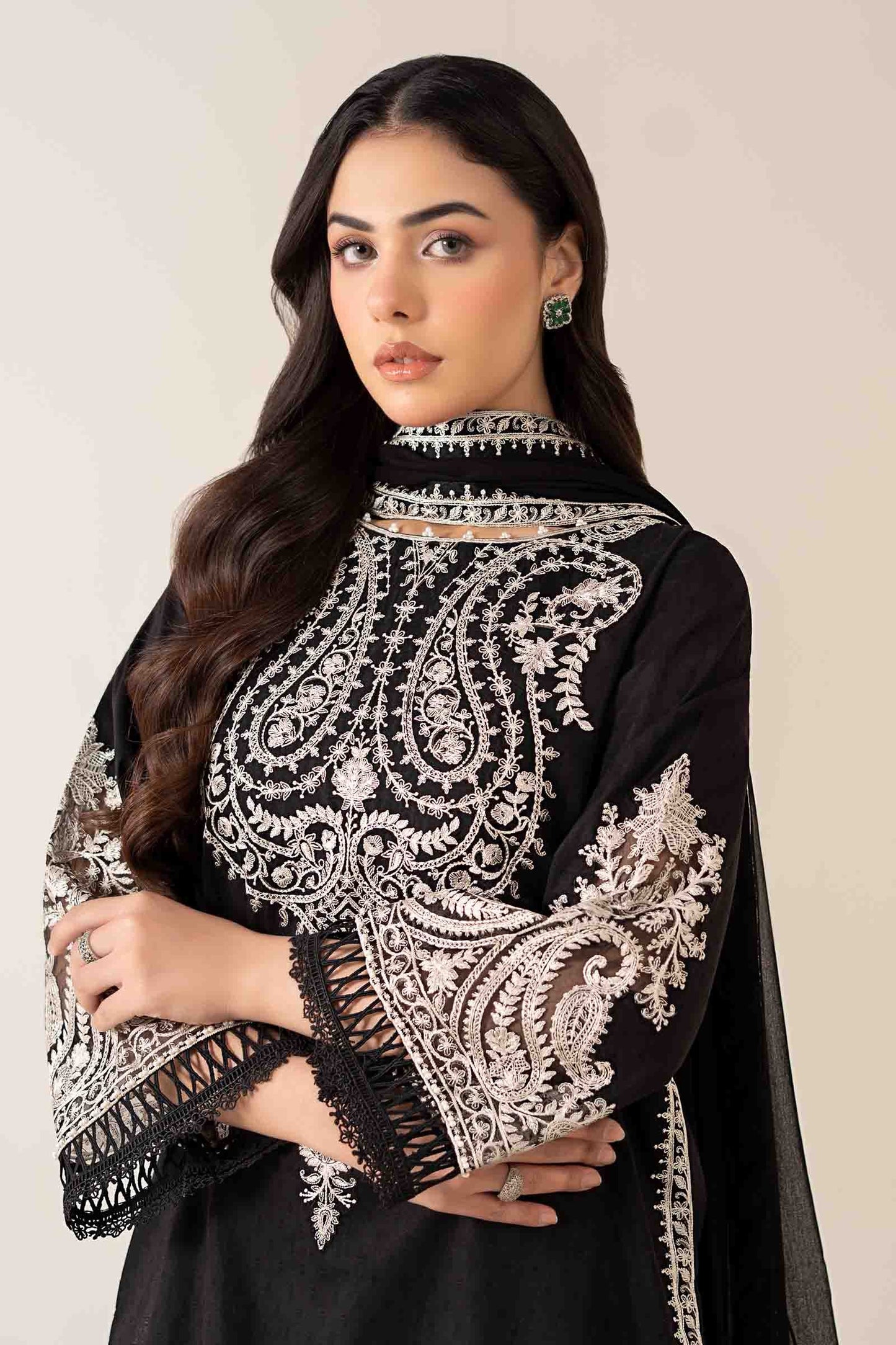 MARIA.B-UNSTITCHED 3PC DHANAK EMBROIDERED SUIT-PK-5790