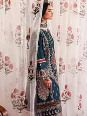 MAHNUR-UNSTITCHED 3PC LAWN LASERWORK EMBROIDERED SUIT-PK-4689