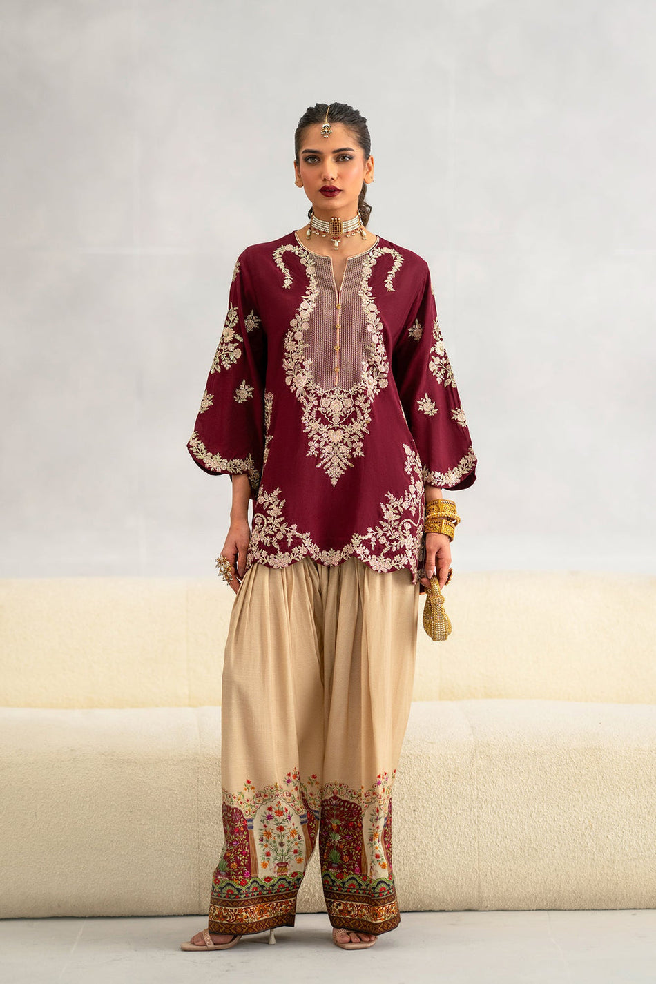ETHNC-UNSTITCHED 2PC RAW SILK SEQUINS EMBROIDERED SUIT-PK-15117