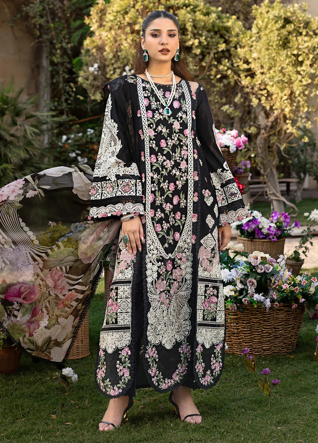 ELAF-UNSTITCHED 3PC LAWN HEAVY EMBROIDERED SUIT-PK-4723