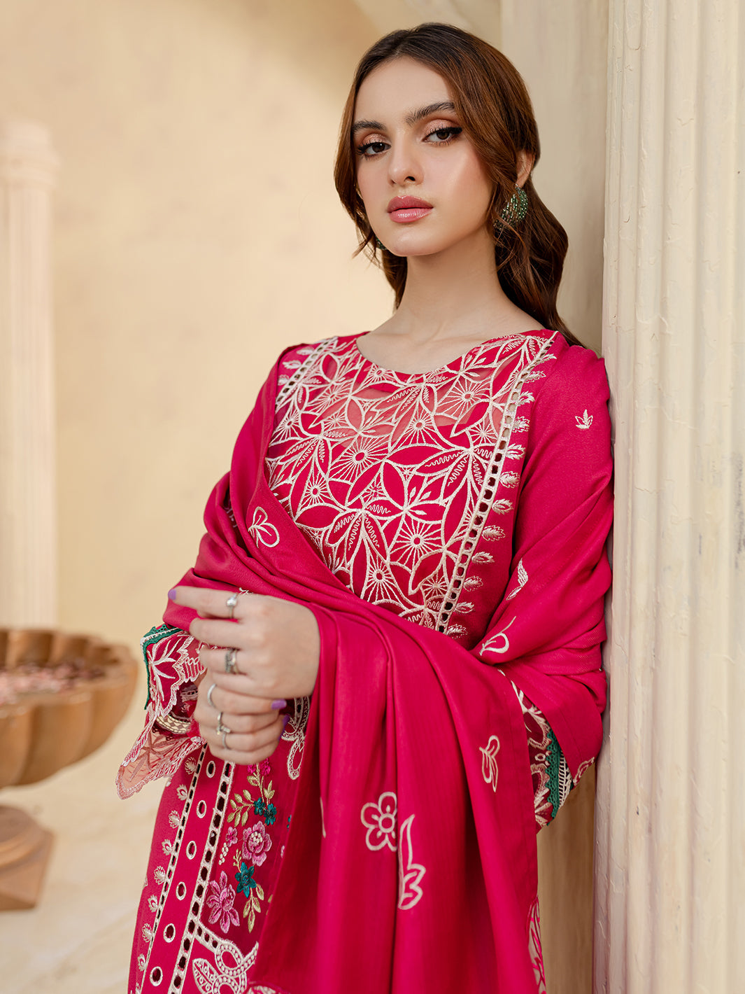MAHNUR-3PC LAWN LASER EMBROIDERED SHIRT WITH LAWN LASER EMBROIDERED READY TO WEAR DUPATTA-PK-5598