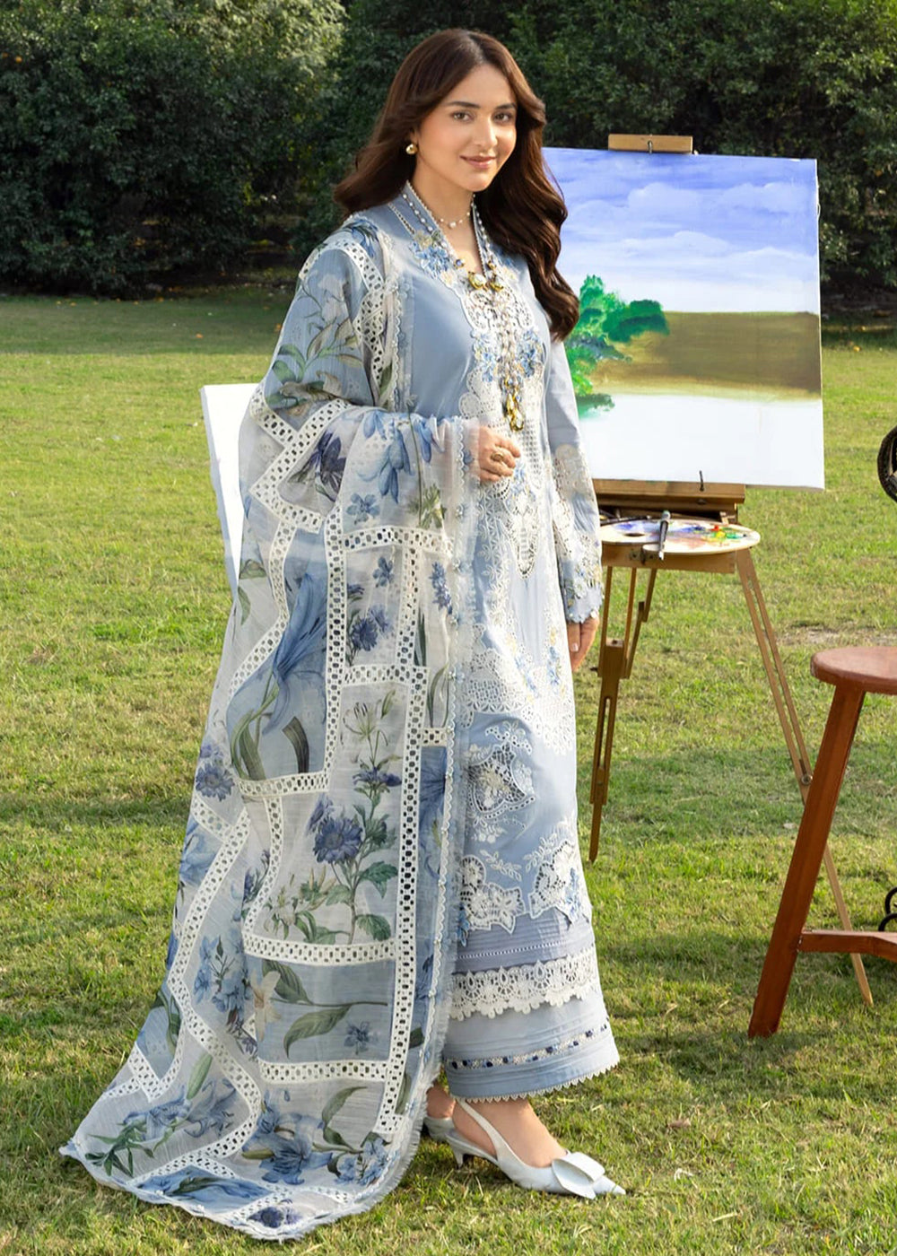 ELAF-UNSTITCHED 3PC LAWN EMBROIDERED SUIT-PK-4806