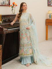 MAHNUR-UNSTITCHED 3PC LAWN CHIKANKAARI EMBROIDERED SUIT-PK-4749