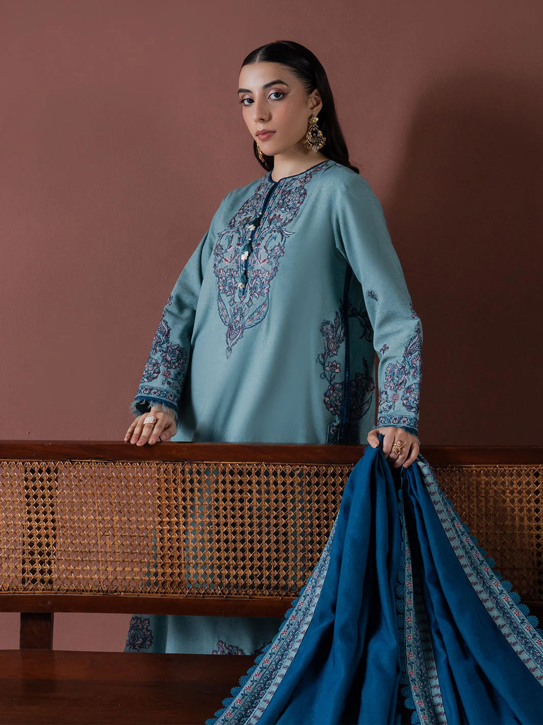 ASIM JOFA- UNSTITCHED 3PC DHANAK EMBROIDERED SUIT-PK-5767
