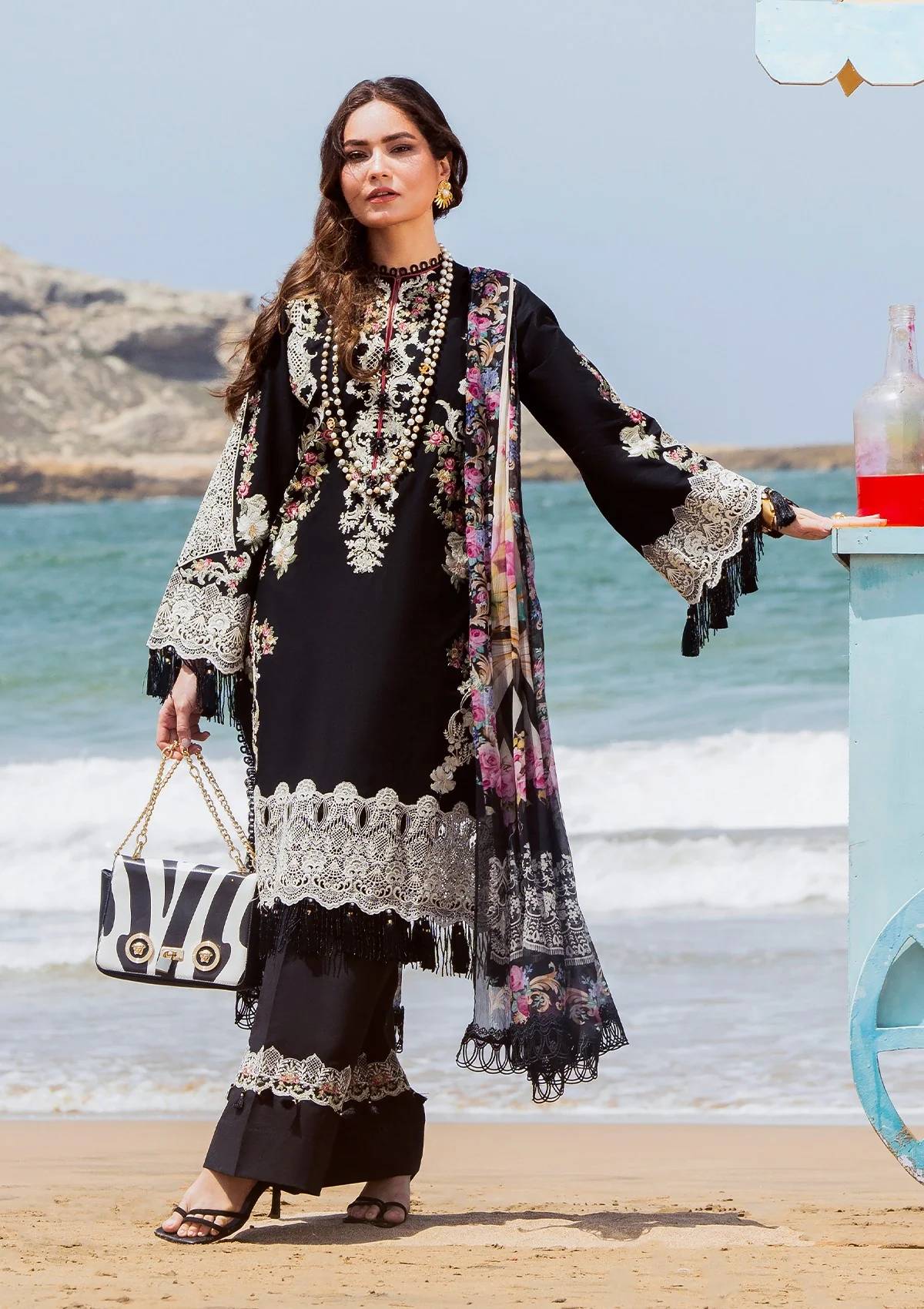 ELAF-UNSTITCHED 3PC LAWN EMBROIDERED SUIT-BIC-4697