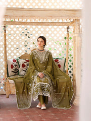 MAHNUR-UNSTITCHED 3PC LAWN EMBROIDERED SUIT-PK-4522