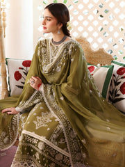 MAHNUR-UNSTITCHED 3PC LAWN EMBROIDERED SUIT-PK-4522