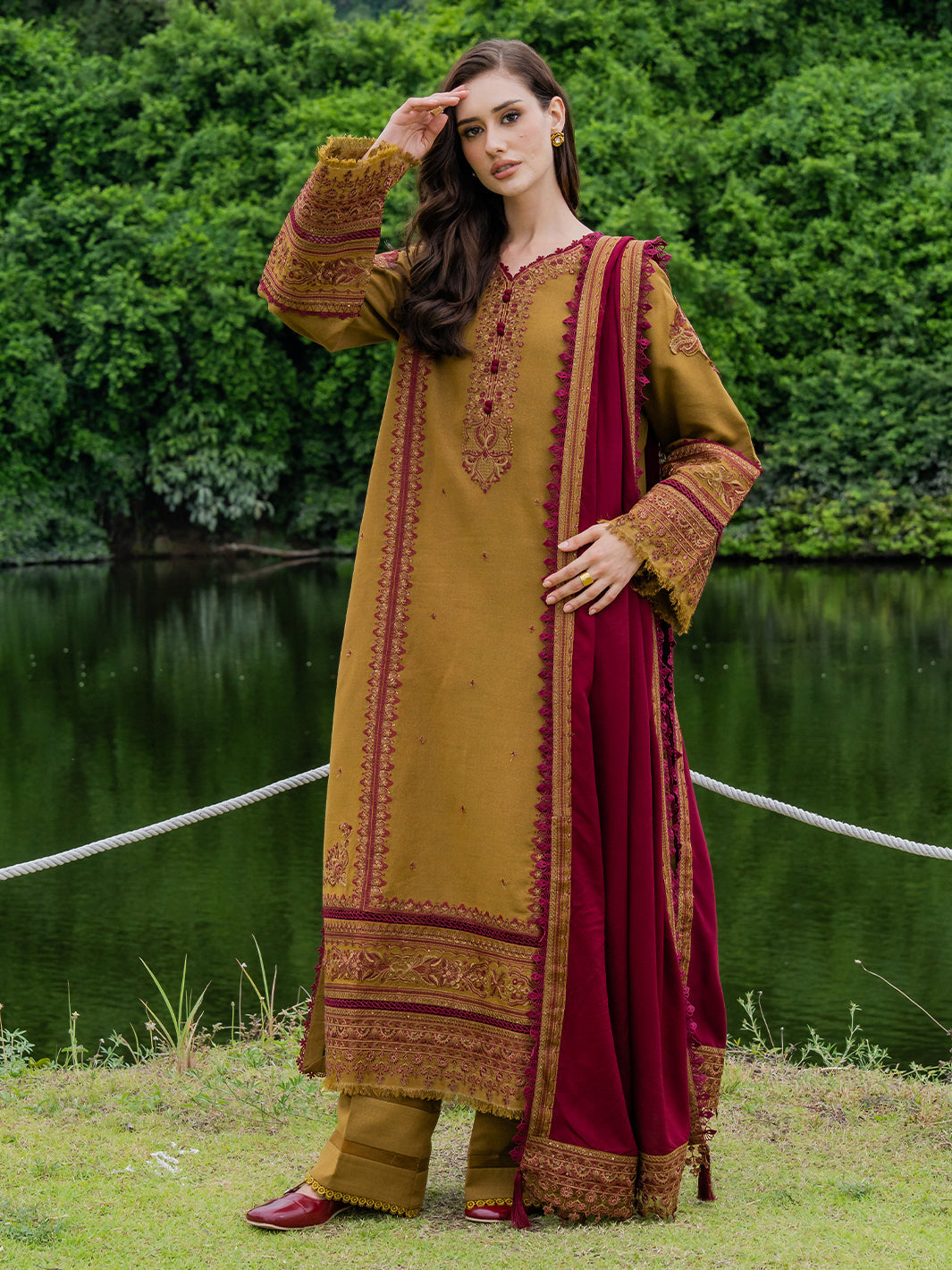 MUSHQ-UNSTITCHED 3PC DHANAK EMBROIDERED SUIT-PK-5224