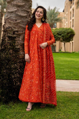 FAIZA SAQLAIN-UNSTITCHED 3PC LAWN EMBROIDERED FROCK-PK-4866