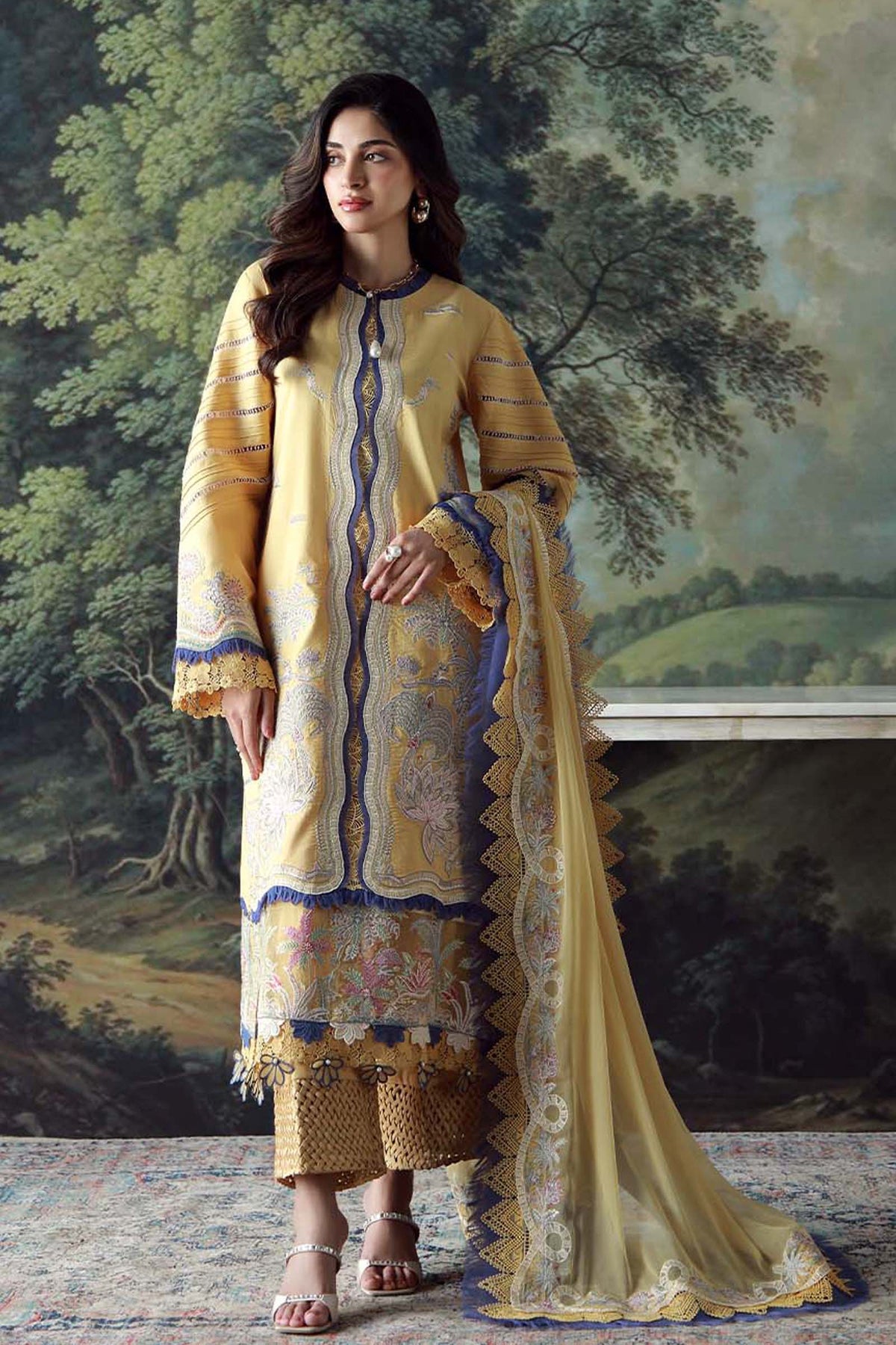 JADE - UNSTITCHED 3PC LAWN HEAVY EMBROIDERED SUIT-PK-5721