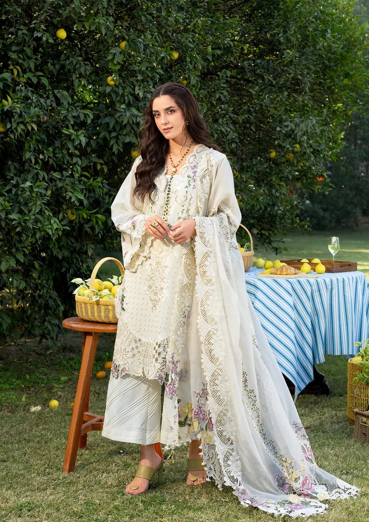 ELAF-UNSTITCHED 3PC DHANAK EMBROIDERED SUIT-PK-5217