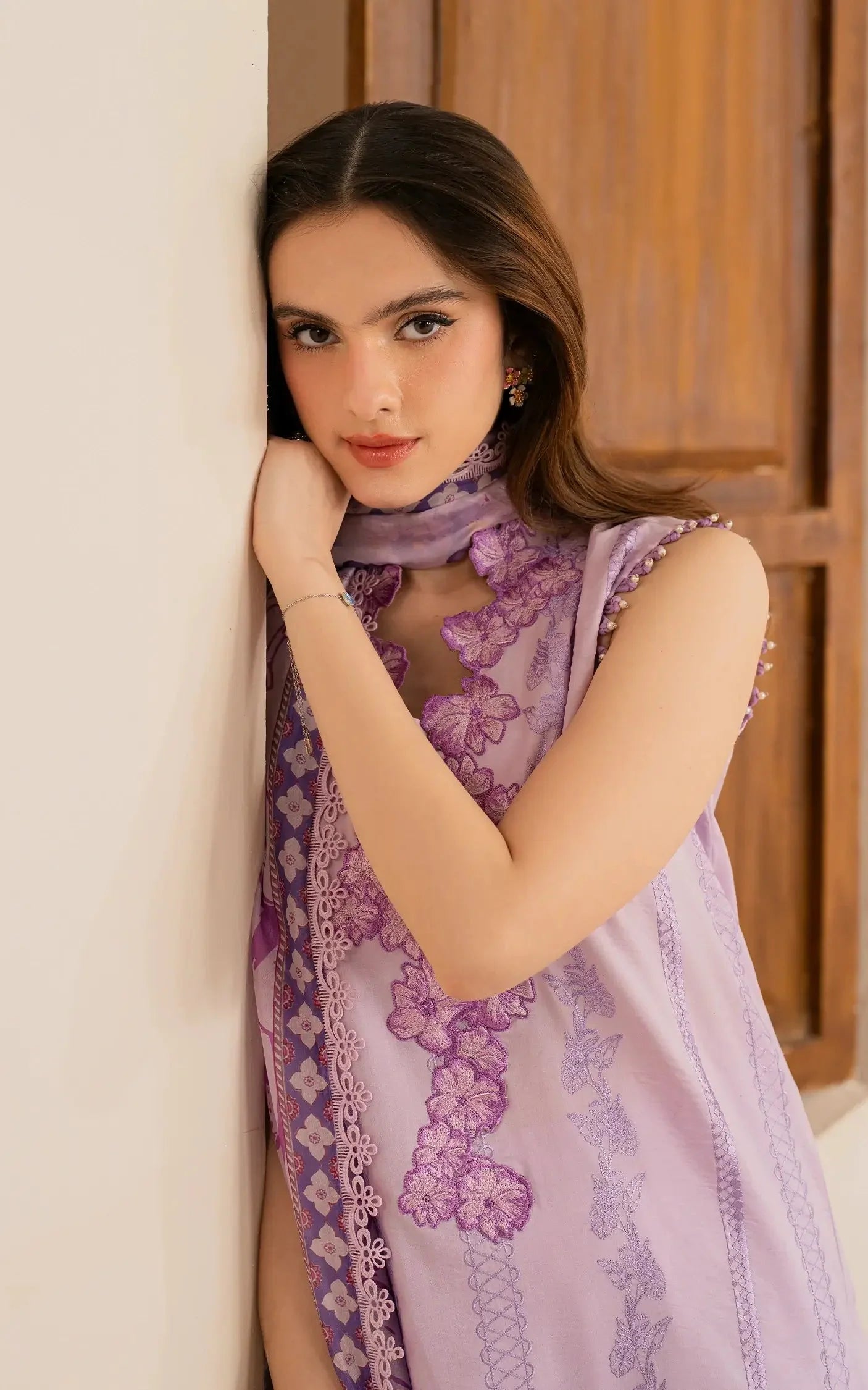 ASIFA NABEEL-3PC LAWN EMBROIDERED SHIRT WITH MONARK PRINTED DUPATTA AND TROUSER-PK-5647