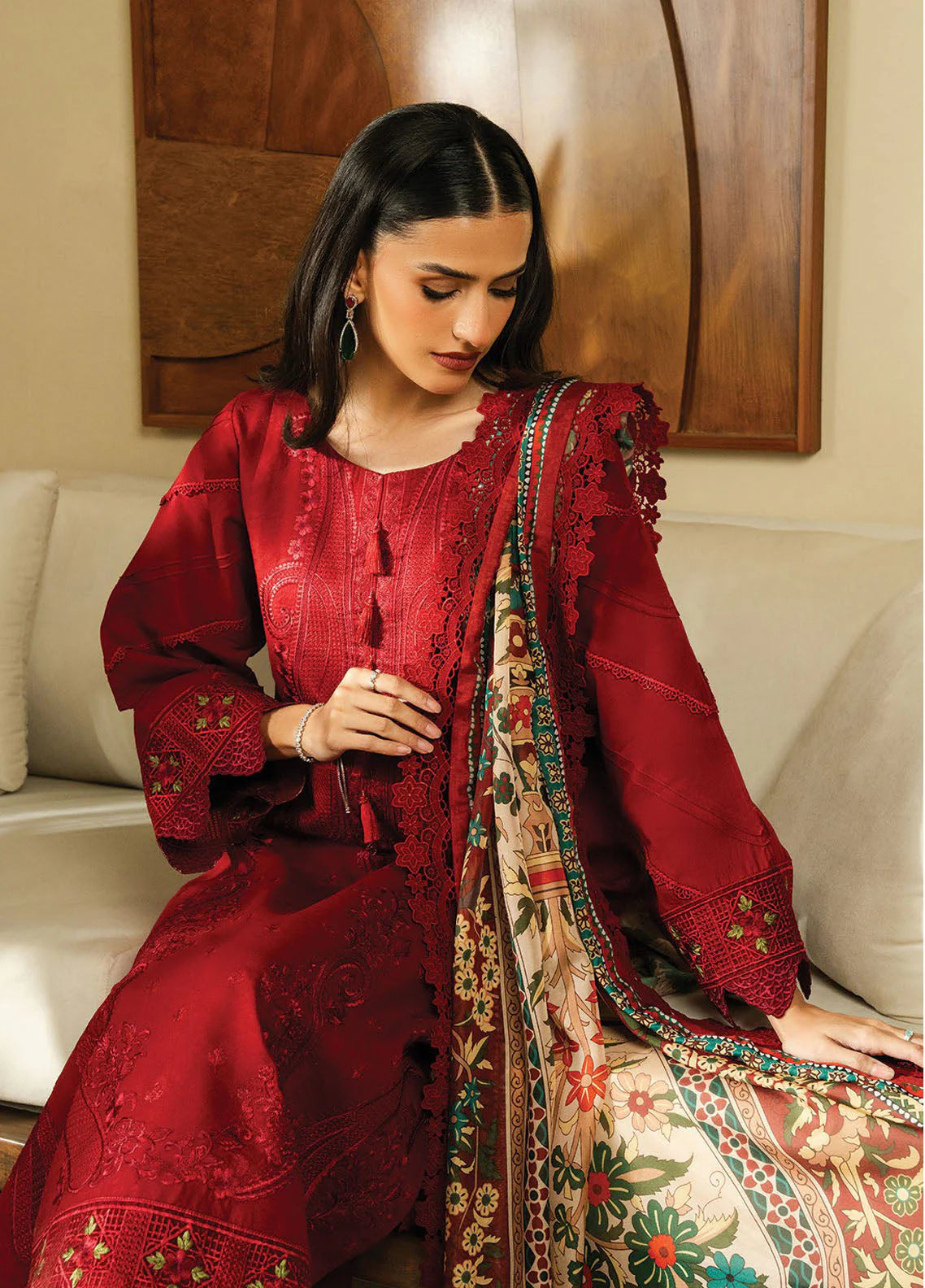 BATIK- UNSTITCHED 3PC DHANAK EMBROIDERED SUIT-PK-5747