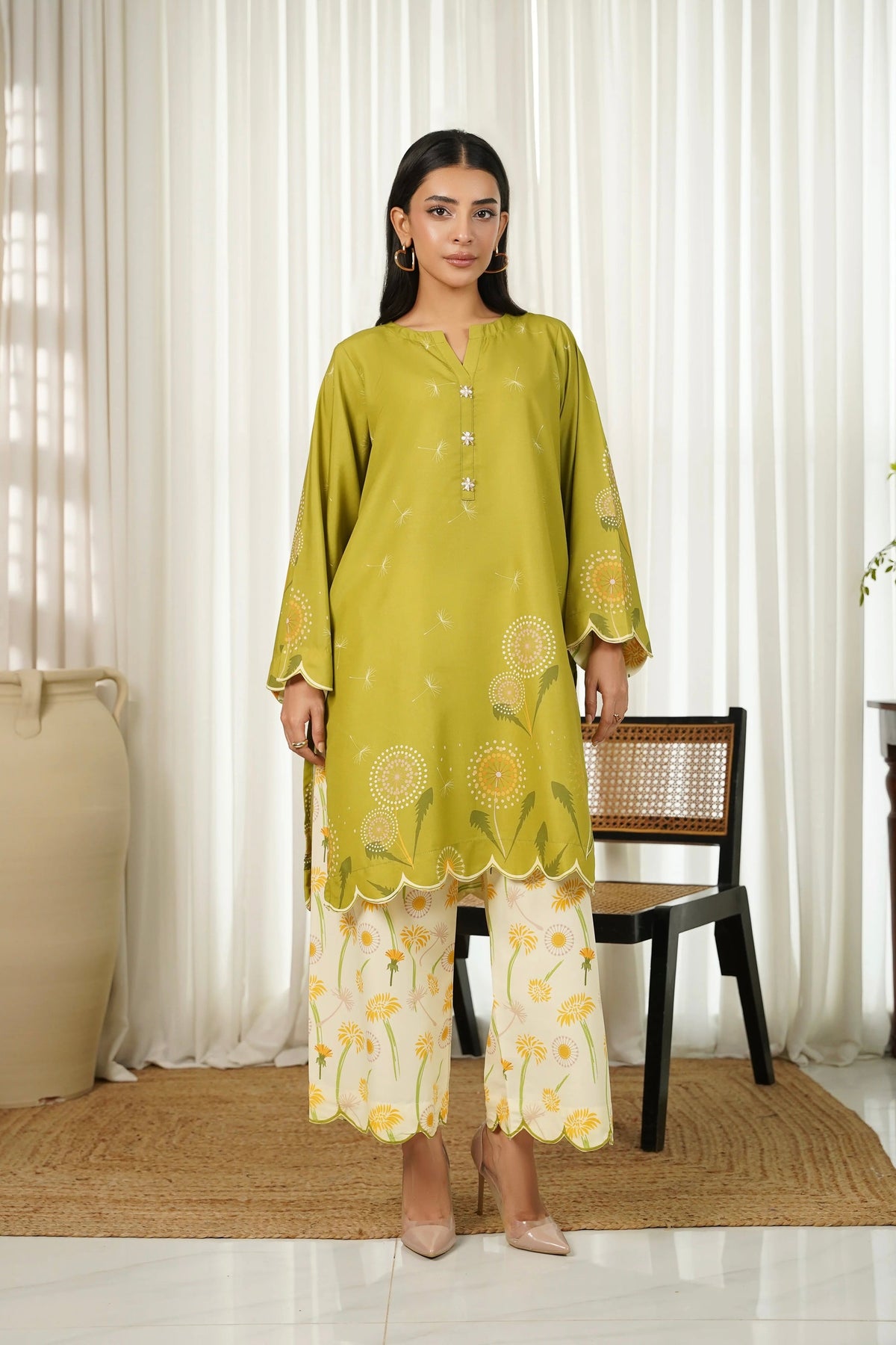 UNSTITCHED-2PC SHAMOZE SILK PRINTED SUIT-PK-2004