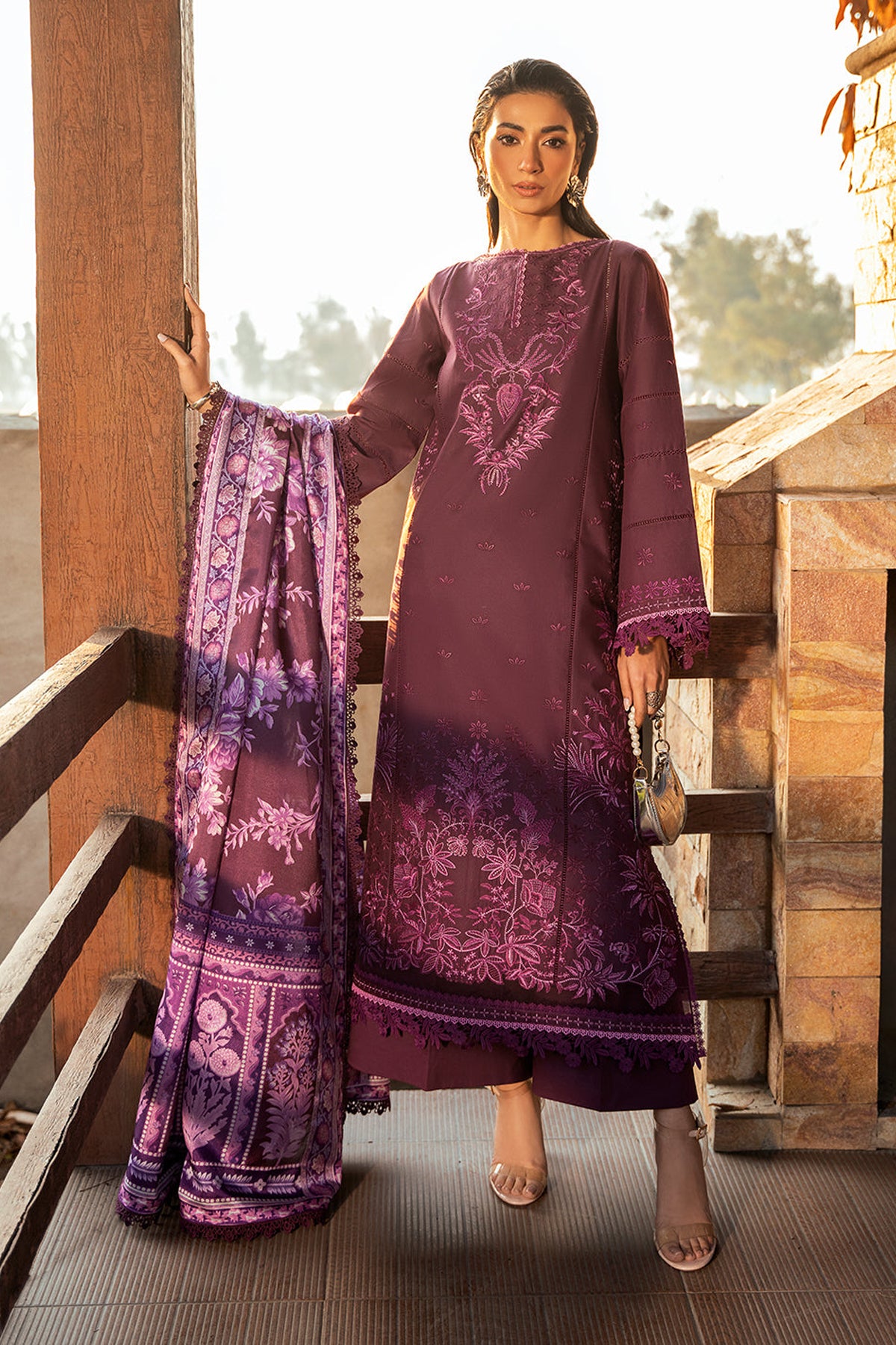 BIN ILYAS-UNSTITCHED 3PC DHANAK EMBROIDERED SUIT-PK-4123