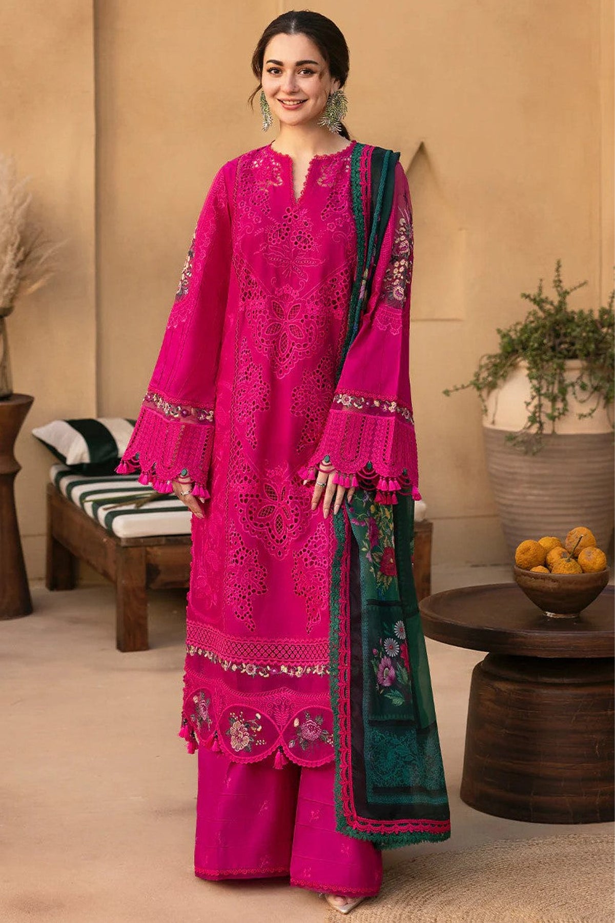 JADE-UNSTITCHED 3PC LAWN CHIKANKARI EMBROIDERED SUIT-PK-4507