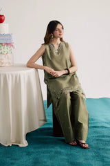 BATIK-2PIECE DHANAK EMBROIDERED SHIRT WITH DHANAK EMB TROUSER-PK-15006