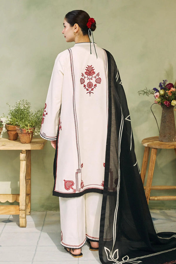 ZAHRA SHAHJAHAN- 3PC LAWN EMBROIDERED SHIRT WITH VOIL PRINT DUPATTA-EP-5150