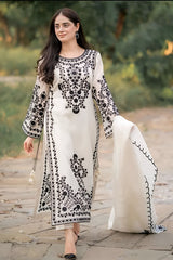 JAZMIN-UNSTITCHED 3PC DHANAK HEAVY EMBROIDERED SUIT-PK-3228
