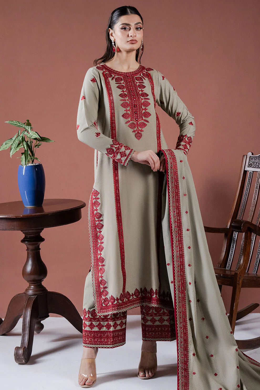 ASIM JOFA-UNSTITCHED 3PC DHANAK EMBROIDERED SUIT-PK-5547