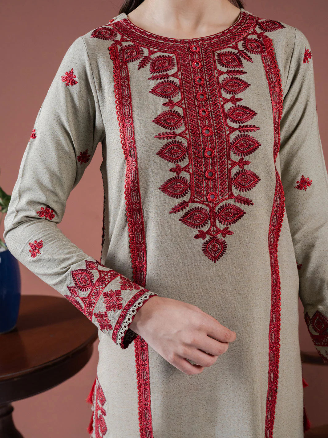 ASIM JOFA-UNSTITCHED 3PC DHANAK EMBROIDERED SUIT-PK-5547