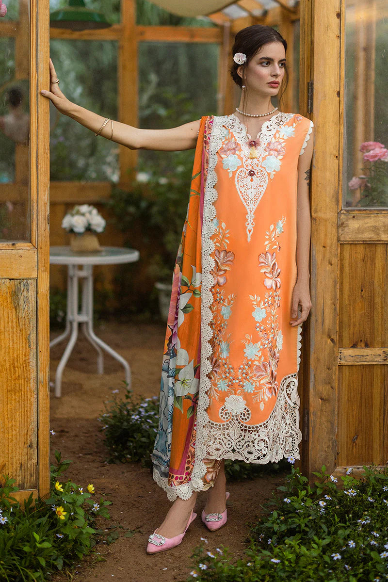MUSHQ-3PC LAWN EMBROIDERED SHIRT WITH CHIFFON PRINT DUPATTA & TROUSER-PK-5682