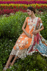 MUSHQ-3PC LAWN EMBROIDERED SHIRT WITH CHIFFON PRINT DUPATTA & TROUSER-PK-5682